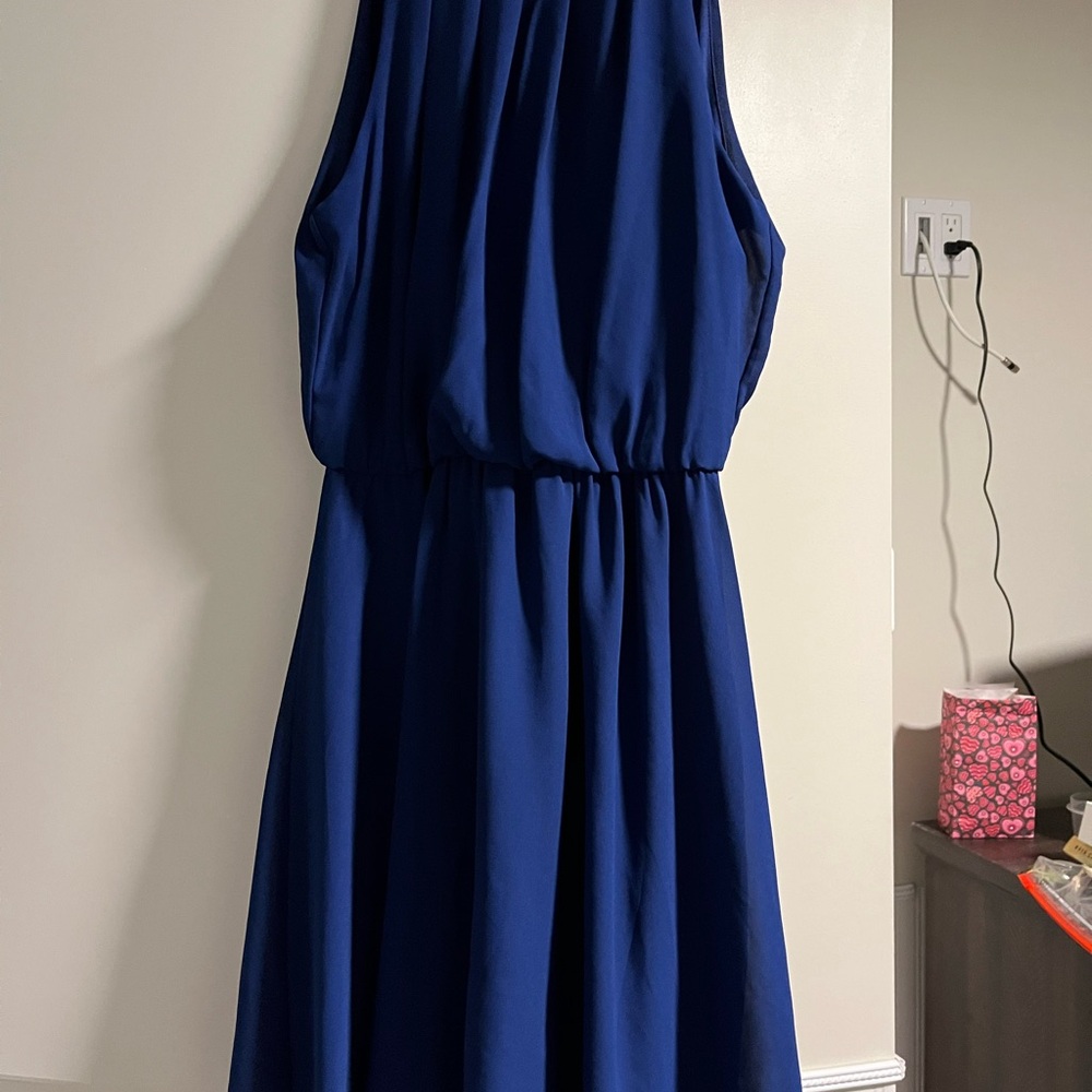 Elegant Sleeveless Royal Blue Midi Dress